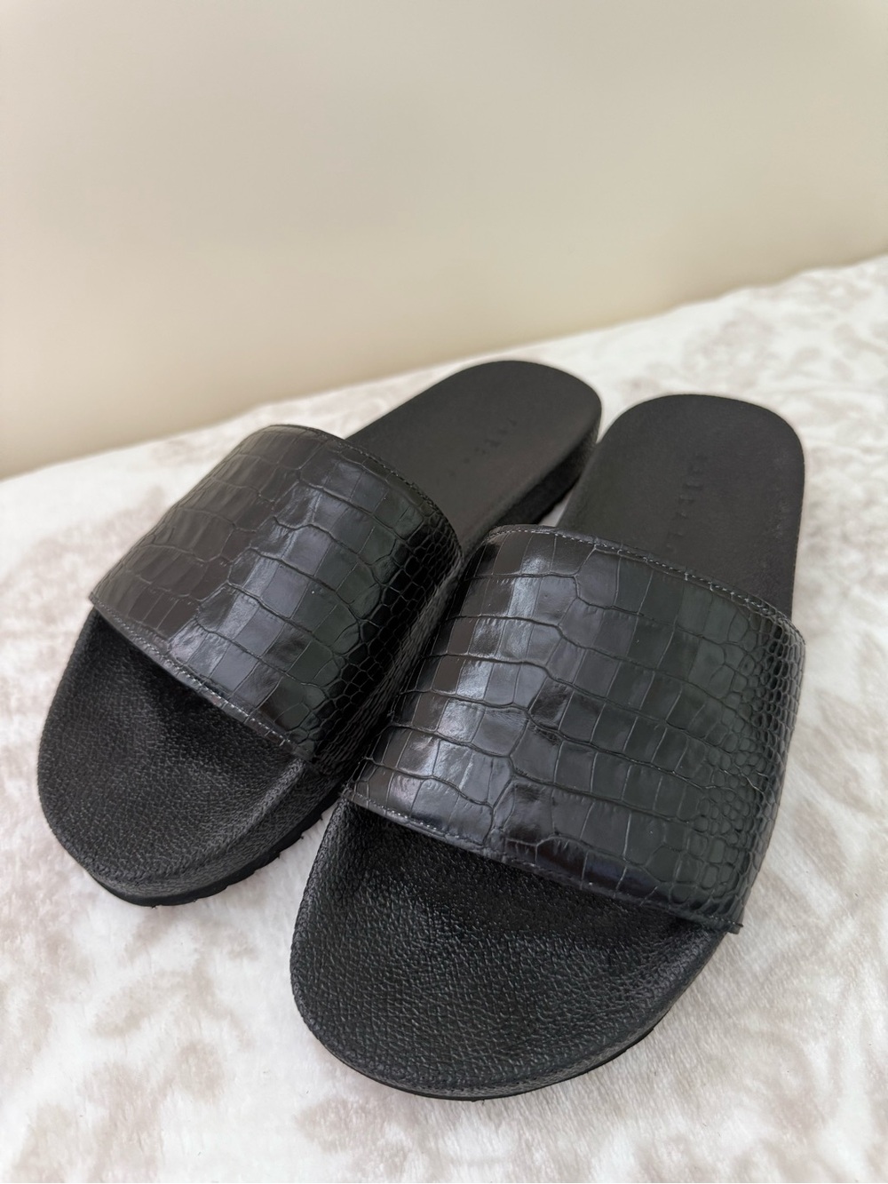 Freda Salvador Lea Embossed Leather
Slides Sandals